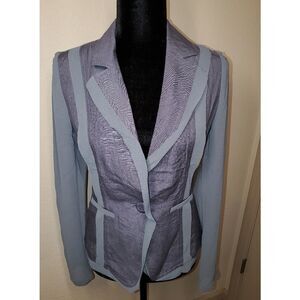 Blue/Gray Shear Panels Linen Blazer